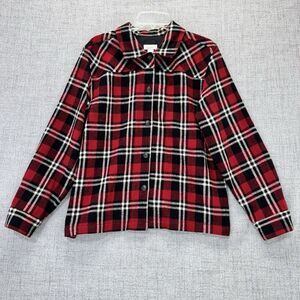 Christopher & Banks Shirt Women's Large Flannel Wool Button Down